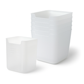 Set of 6 Multipurpose Frosted Plastic Storage Containers | Kitchen, Fridge, Bathroom & Desk Organiser | Compact & Durable Design